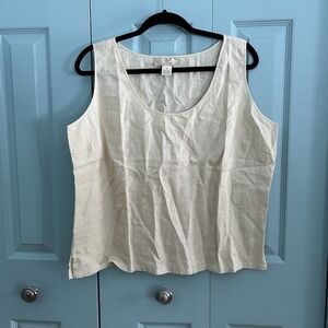 Vtg Kiko Bay Womens Beige Linen Cropped Tank Top 1X Boho Beachy Coastal Crunchy